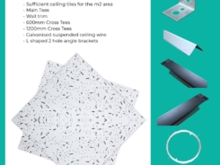 ND Fissured Ceiling Tiles and Black Grid-Full Ceiling-Per 1 square metre