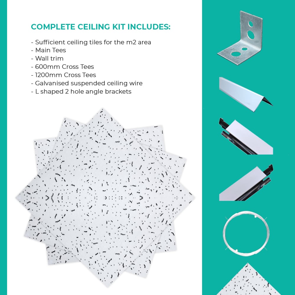 N D Fissured ceiling tiles and white grid-Full Ceiling-Per 1 square metre