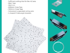 ND Fissured Ceiling Tiles and Polished Chrome Grid-Full Ceiling-Per 1 square metre