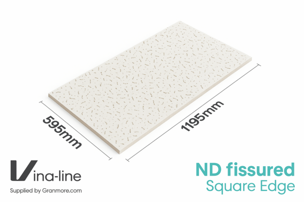 ND Fissured Ceiling Tile 1200mm x 600mm | Square Edge | 10 Tiles Per Box | Vina-line - Image 2